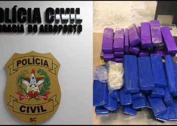 Duas mulheres foram presas dentro do Aeroporto de FlorianÃ³polis com mais de 40kg de droga