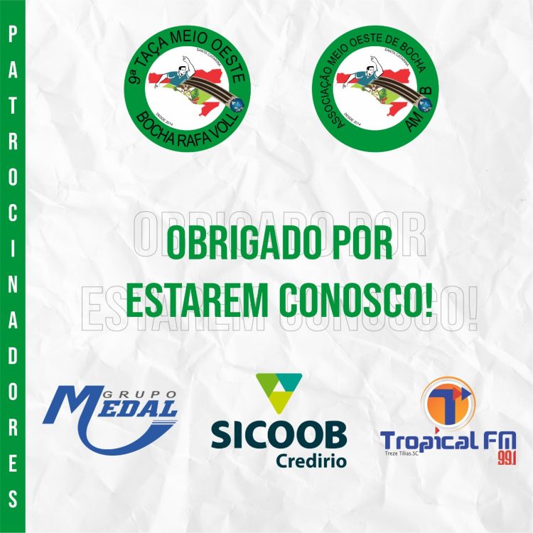 Patrocinadores Oficiais TaÃ§a Meio Oeste de Bocha