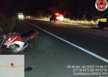 Mulher morre e homem fica ferido em acidente na BR-470 em Curitibanos