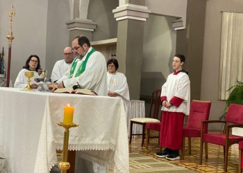 Frei Márcio Tessaro celebra sétima noite da novena que antecede a 26ª Romaria de Frei Crispim