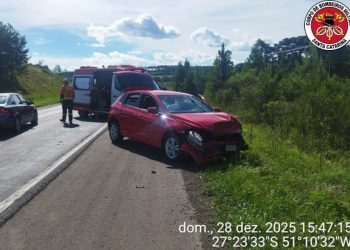 Duas crianças ficam feridas em colisão na BR-282, em Campos Novos