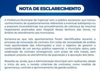Administração Municipal de Capinzal emite nota esclarecendo questionamentos sobre o contrato com hospital