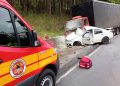 Motorista morre em colisão entre carro e caminhão na SC-350, em Santa Cecília