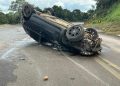 Capotamento na BR-153 em Irani deixa motorista ferido